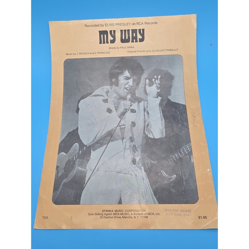 Elvis Presley My Way Sheet Music Piano Vocal Guitar Chords Vintage 1969